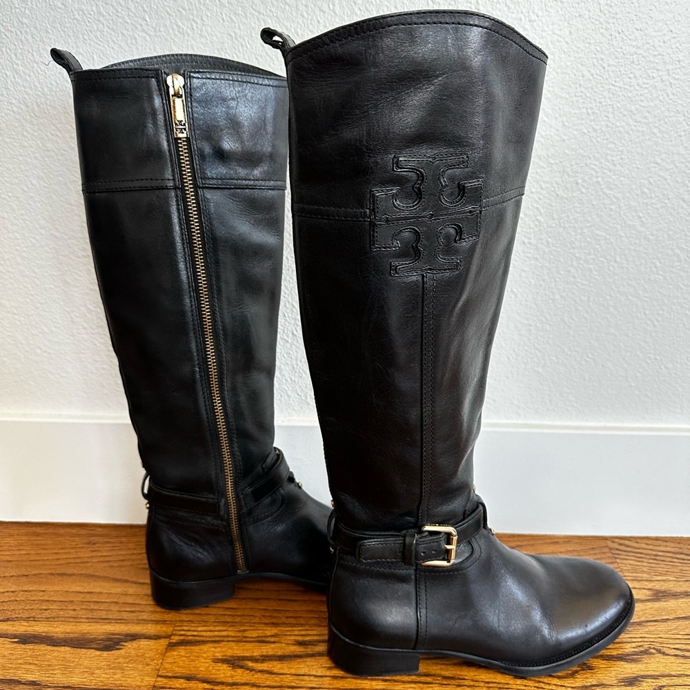 Tory Burch black leather high boots